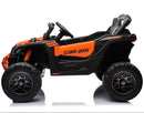 BLACK AND ORANGE 24 VOLT RIDE ON JEEP