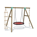 Go Wild 3 in 1 Round Nest Wooden Swing Set With Knotted Rope & Ladder - Titan Toys