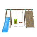 climbing wall with slide and a baby seat attachment