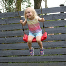 Go Wild Wooden Double Baby Swing Set With Climbing Wall & 6ft Slide - Titan Toys