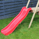 Go Wild Wooden Double Baby Swing Set With Climbing Wall & 6ft Slide - Titan Toys