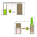 Go Wild Wooden Double Baby Swing Set With Climbing Wall & 6ft Slide - Titan Toys
