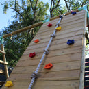 Go Wild Wooden Double Baby Swing Set With Climbing Wall & 8ft Slide - Titan Toys