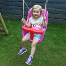 Go Wild Wooden Double Baby Swing Set With Climbing Wall & 8ft Slide - Titan Toys