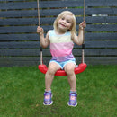 Go Wild Wooden Double Baby Swing Set With Climbing Wall & 8ft Slide - Titan Toys