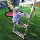 Go Wild Wooden Double Swing Set With Climbing Wall Cargo Net + 8ft Slide - Titan Toys