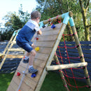 Go Wild Wooden Rectangle Nest Swing Set With Climbing Wall & 6ft Slide - Titan Toys