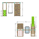 Go Wild Wooden Rectangle Nest Swing Set With Climbing Wall & 6ft Slide - Titan Toys