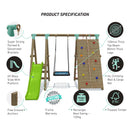 Go Wild Wooden Rectangle Nest Swing Set With Climbing Wall & 6ft Slide - Titan Toys