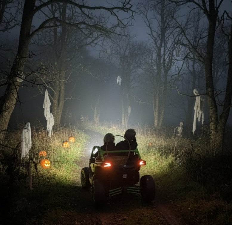 large 2 seater 4wd edition can am out on a spooky Halloween Trail