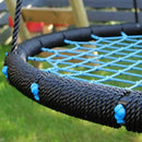 A BLUE AND BLACK CHILDRENS LARGE NEST SWING SEAT 