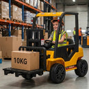 A yellow kids electric ride on forklift with that 24V battery and parent remote control