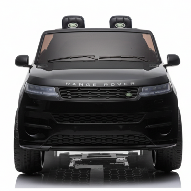 24v battery powered Black Range Rover on a white background for kids to drive .