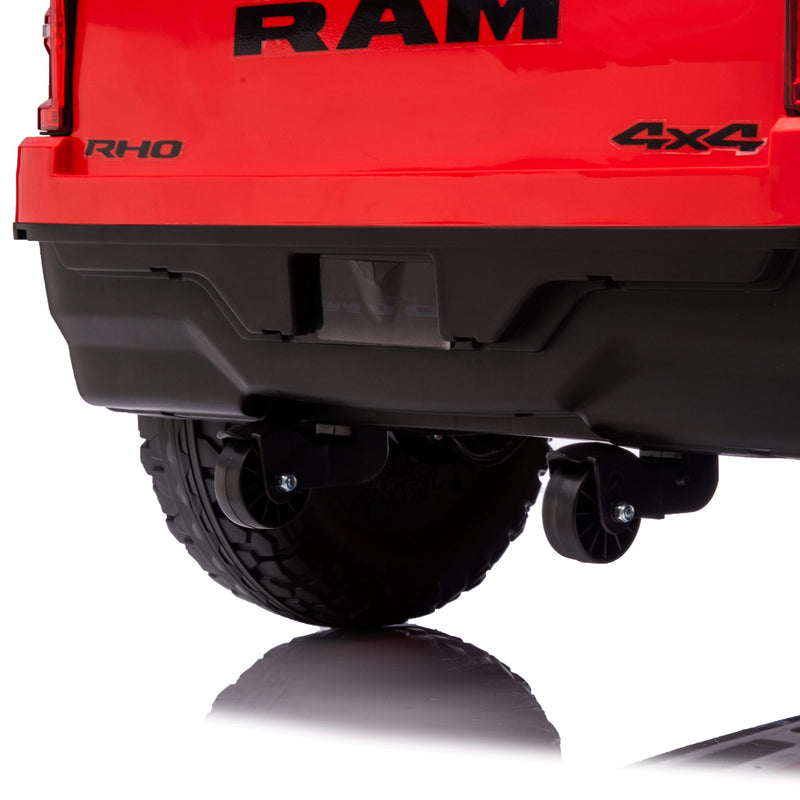 Red Ram truck bumper with '4x4' and 'RAM' branding on a white background