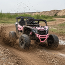 a childrens pink licensed can am maverick ride on 4x4
