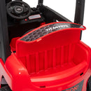 Red toy forklift with 'Titan Toys' branding on a white background