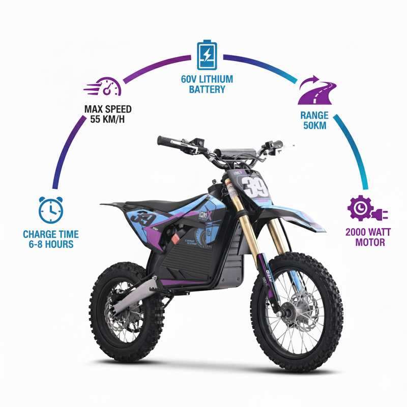 a powerful kids dirt bike with a 60v battery and 200w motor