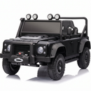 A children's black defender 24 volt right on electric Jeep
