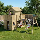 Go Wild Explorers Cabin Wooden Climbing Play Tower Plus Swings & 8ft Slide
