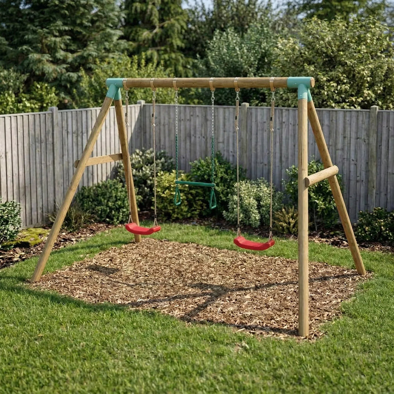 Buy Go Wild Triple Wooden Swing & Trapeze Bar Set | Titan Toys