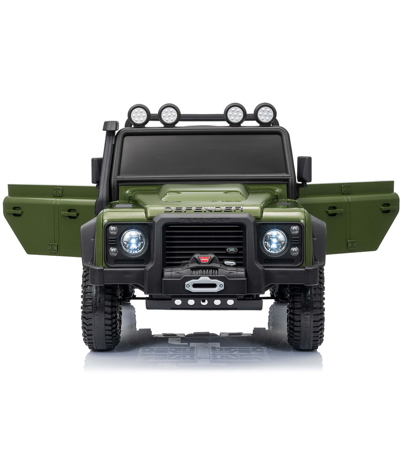 dark army green kids ride on land rover defender 