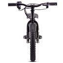 a powerful black electric balance bike for 5 , 6 , 7 and 8 yeras of age 