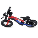 a red and blue electric kids balance bike 
