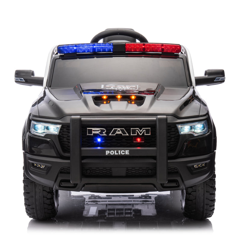 large 24v dodge ram police car with lights and parent remote control