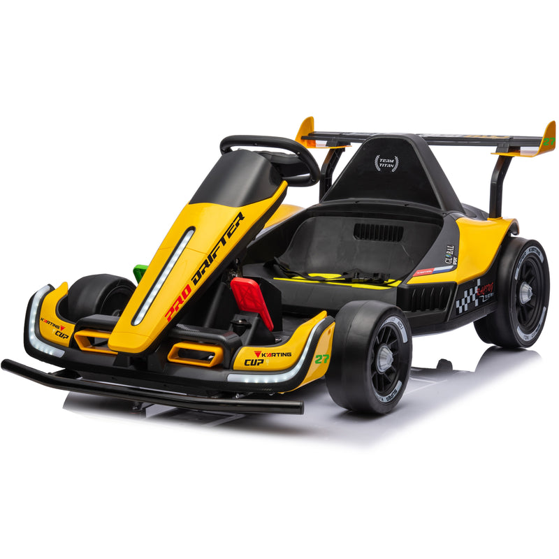 pro drifter yellow 24 volt go kart for kids