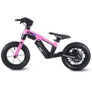 A pink and black balance bike with fat tyres, shown from a side profile on a white background. The brand name 'ION x' is visible on the frame.