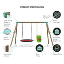 Go Wild 120cm Round Nest Wooden Swing Set with Baby Seat - Titan Toys 