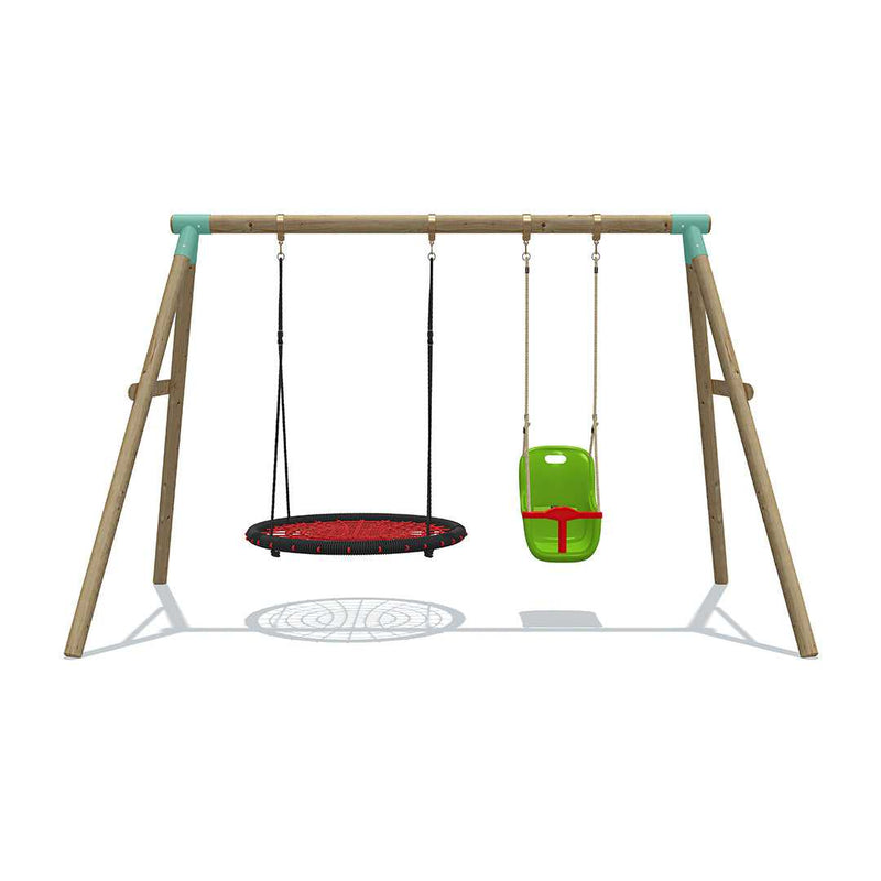 Go Wild 120cm Round Nest Wooden Swing Set with Baby Seat - Titan Toys 