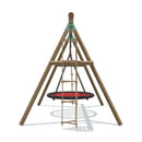 Go Wild 3 in 1 Round Nest Wooden Swing Set With Knotted Rope & Ladder - Titan Toys 