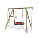 Go Wild 3 in 1 Round Nest Wooden Swing Set With Knotted Rope & Ladder - Titan Toys 