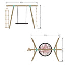 Go Wild 3 in 1 Round Nest Wooden Swing Set With Knotted Rope & Ladder - Titan Toys 