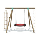 Go Wild 3 in 1 Round Nest Wooden Swing Set With Knotted Rope & Ladder - Titan Toys 