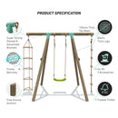 Go Wild 3 in 1 Wooden Swing Set - Titan Toys 