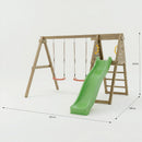 large double swing with a green 8 foot slide