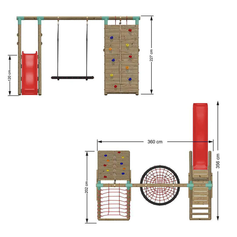 titan toys go wild large climbing frame with an added slide and climbing wall