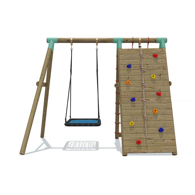 Go Wild Wooden Climber & Nest Swing Set - Titan Toys 