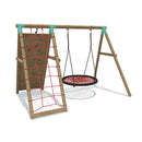 Go Wild Wooden Climbing Wall With 120cm Nest Swing Set - Titan Toys 