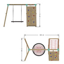 Go Wild Wooden Climbing Wall With 120cm Nest Swing Set - Titan Toys 
