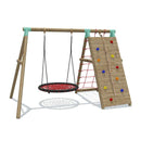 Go Wild Wooden Climbing Wall With 120cm Nest Swing Set - Titan Toys 