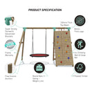 Go Wild Wooden Climbing Wall With 120cm Nest Swing Set - Titan Toys 