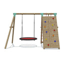 Go Wild Wooden Climbing Wall With 120cm Nest Swing Set - Titan Toys 