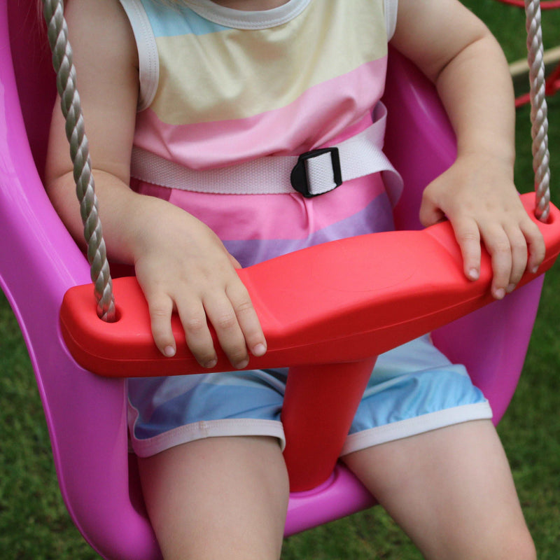 Go Wild Wooden Double Swing Set With Baby Seat - Titan Toys 