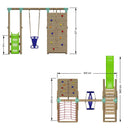 Go Wild Wooden Glider Swing Set With Climbing Wall & 6ft Slide - Titan Toys 