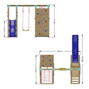 Go Wild Wooden Swing Set With Climbing Wall & 8ft Slide - Titan Toys 