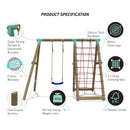 wooden swing set with double cargo net 