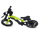 a green electric balance bike for kids to ride 
